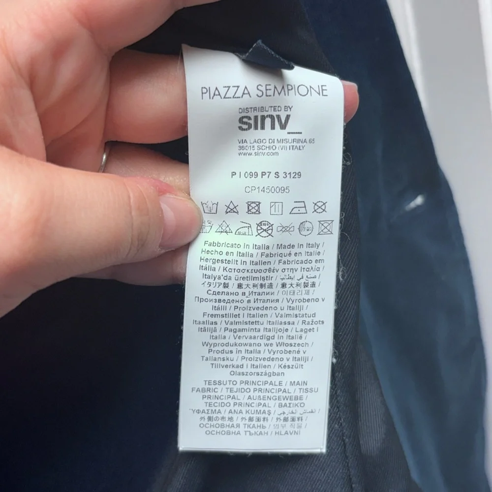 Piazza Sempione Blue Corduroy Double-Breasted Blazer – Size 44 (Made in Italy) - Picture 8 of 15